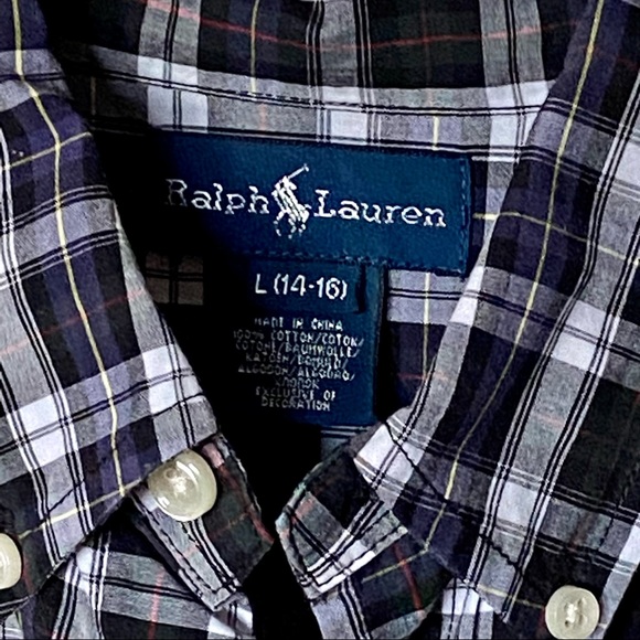 Ralph Lauren Blue & Black Plaid Button Down Shirt - Picture 6 of 13